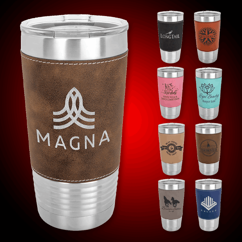 Laser Engraving on Leather Wrapped Tumblers